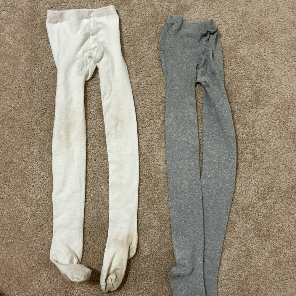 Kids's White and Gray Tights Bundle